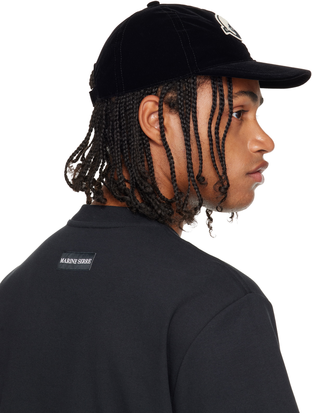 Marine Serre Black Velvet Baseball Cap