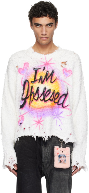Photo: doublet White Airbrush Recycled Cotton Sweater