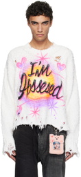doublet White Airbrush Recycled Cotton Sweater