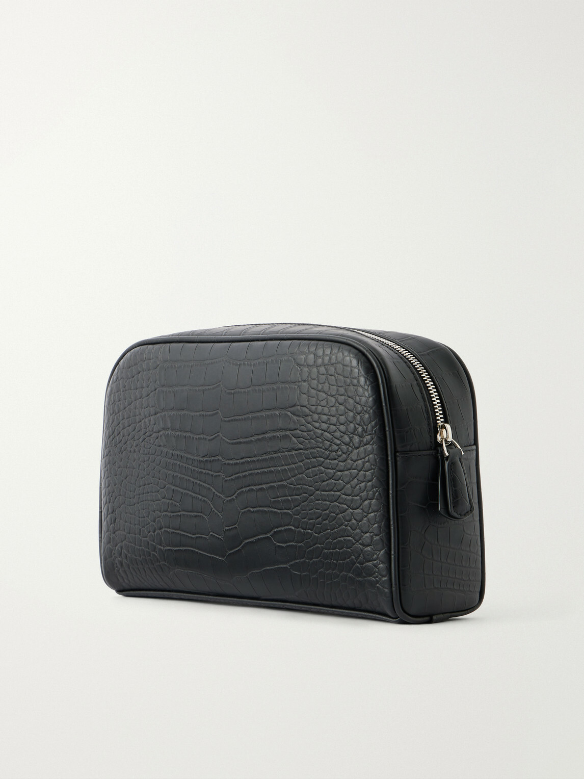 George Cleverley - Croc-Effect Leather Wash Bag - Black