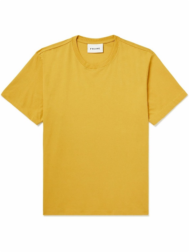 Photo: FRAME - Logo-Embroidered Cotton-Jersey T-Shirt - Yellow