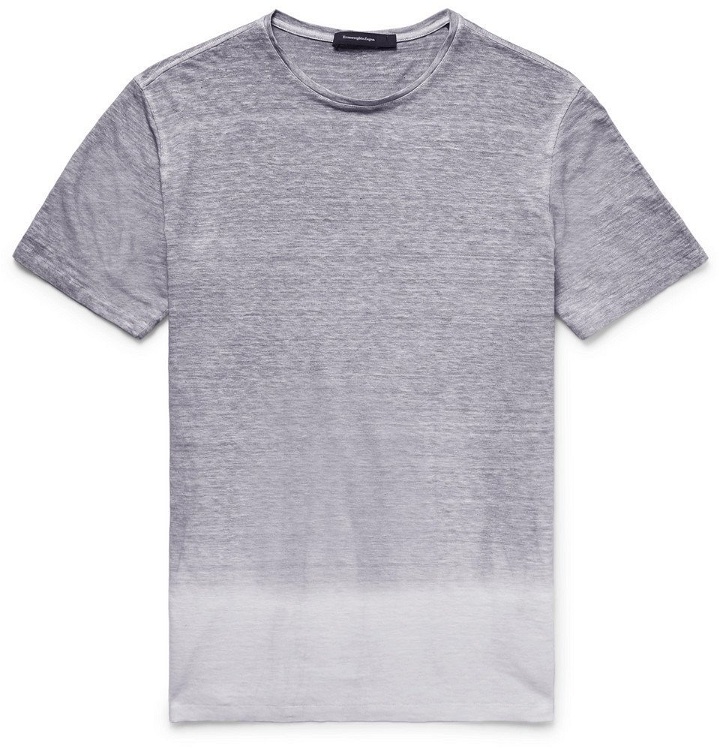 Photo: Ermenegildo Zegna - Garment-Dyed Dégradé Slub Linen-Jersey T-Shirt - Gray