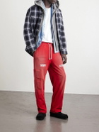 Satoshi Nakamoto - Straight-Leg Padded Printed Mesh Sweatpants - Red