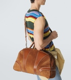 Dries Van Noten Leather-trimmed suede duffel bag