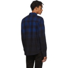 Amiri Blue and Black Flannel Dip-Dye Shirt