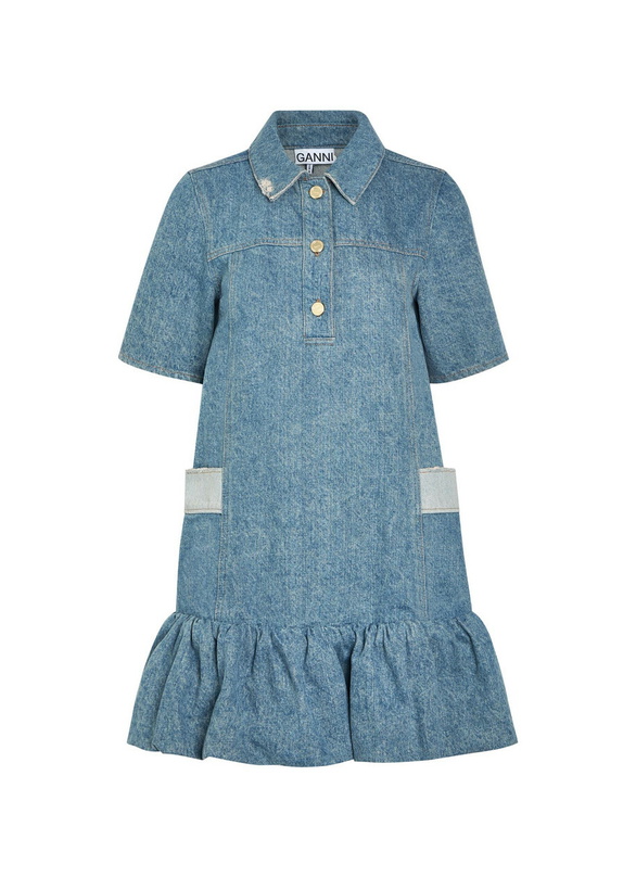 Photo: Ganni Peplum Denim Mini Dress