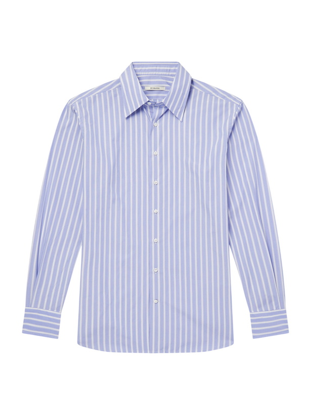 Photo: Husbands - Striped Supima Cotton-Poplin Shirt - Blue