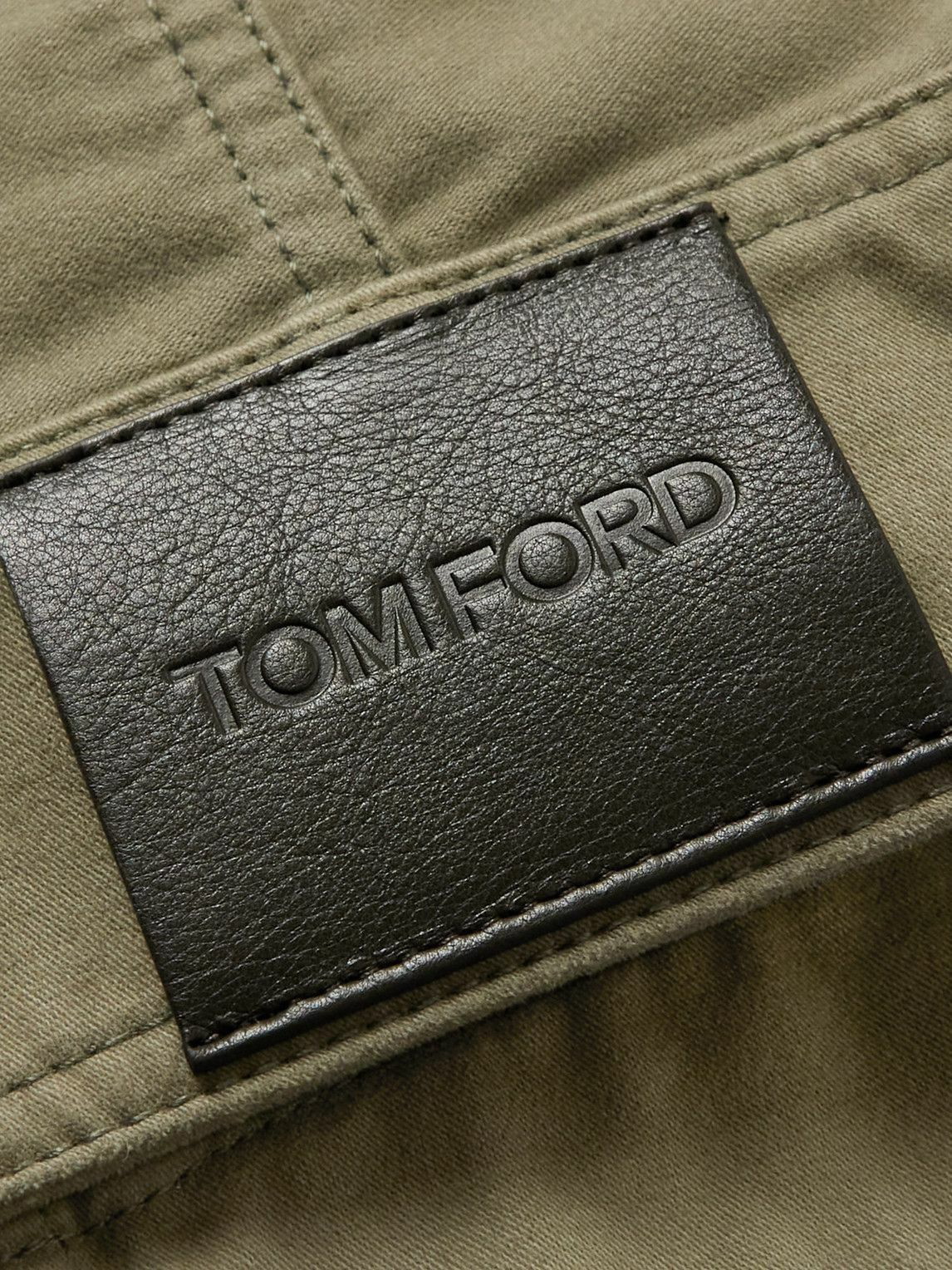 TOM FORD - Slim-Fit Fleece-Trimmed Washed Cotton-Twill Jacket - Green ...