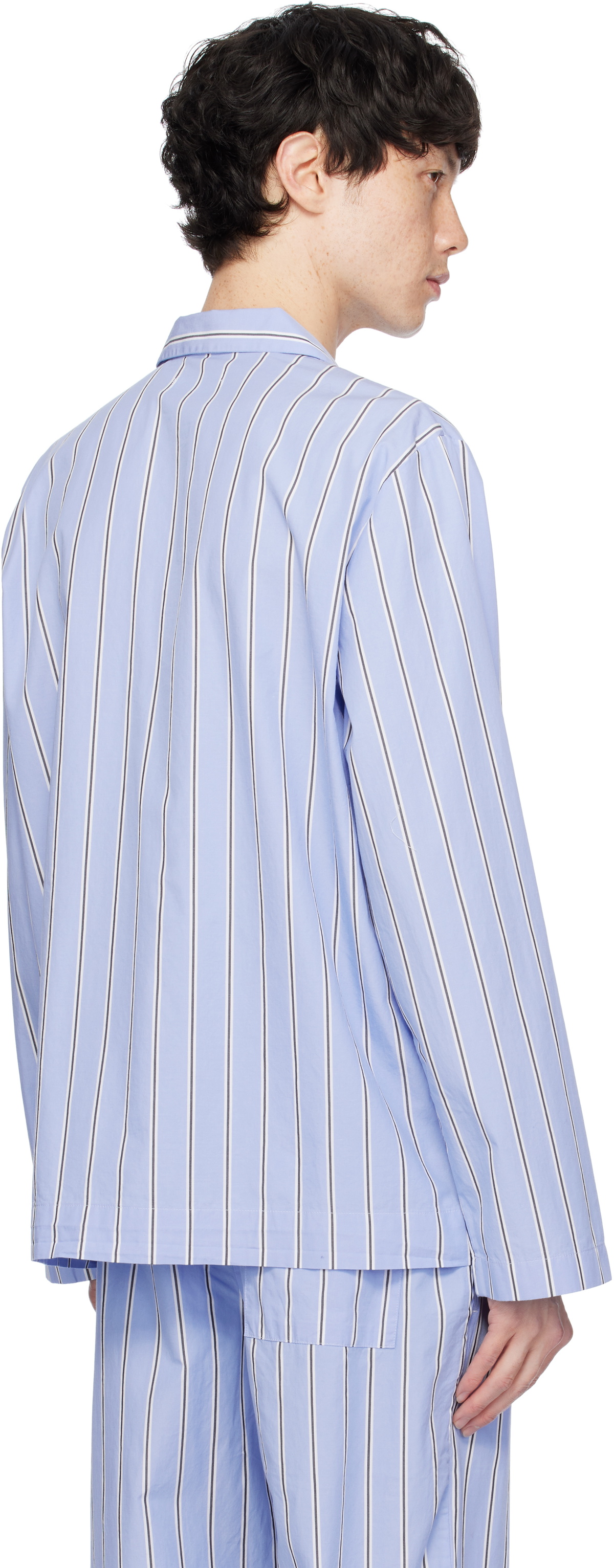 Skyla Blue Patterned Button-Up Shirt – Balloon Sleeve Poplin main image 1