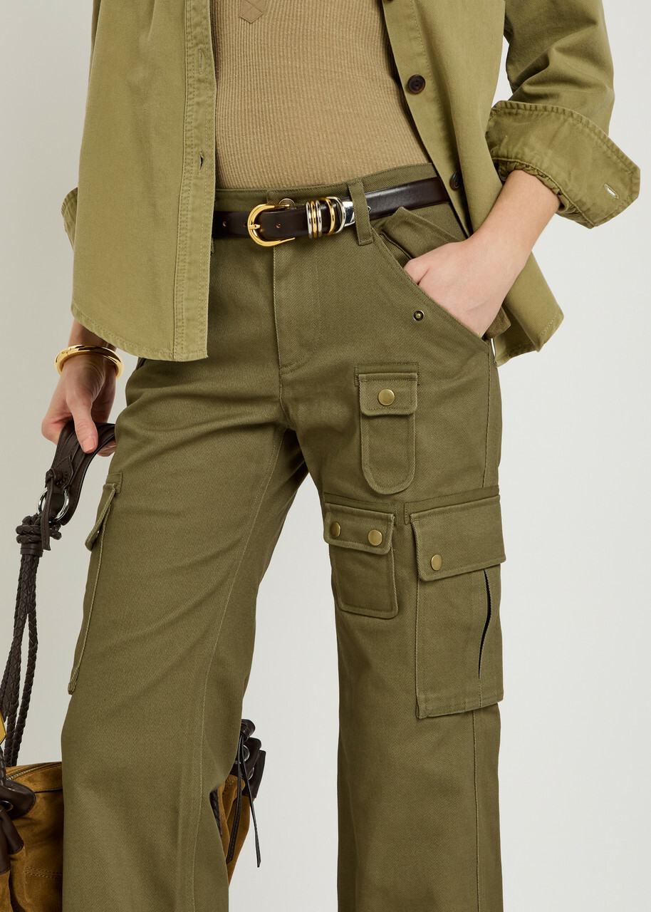 Isabel Marant Josine Twill Cropped Cargo Trousers Khaki