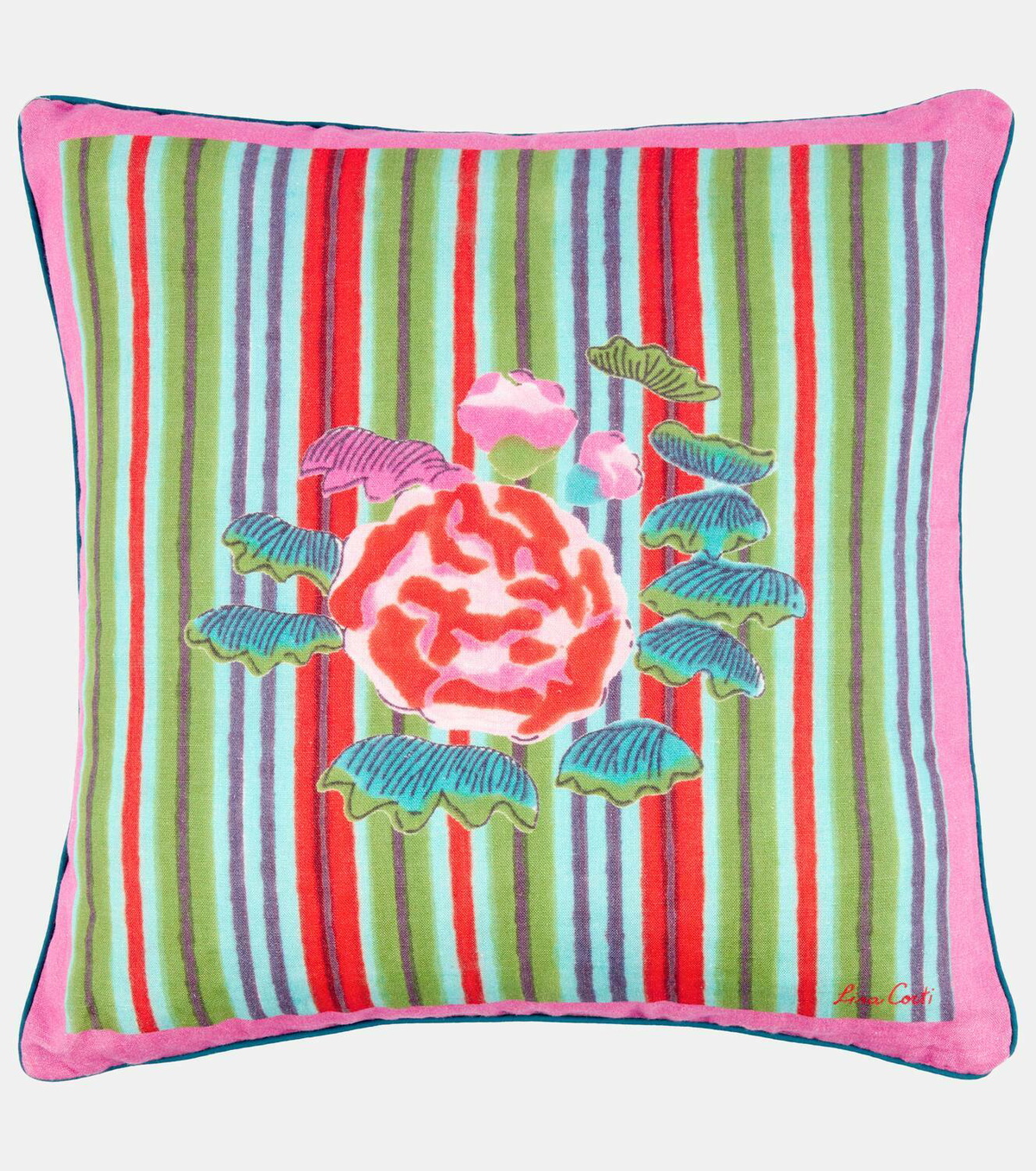Lisa Corti Royal Palace striped linen cushion cover