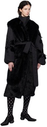 J.Kim Black Layered Faux-Fur Coat