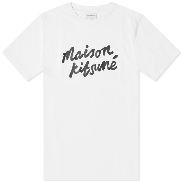 Photo: Maison Kitsuné Men's Handwriting Comfort T-Shirt in White/Black