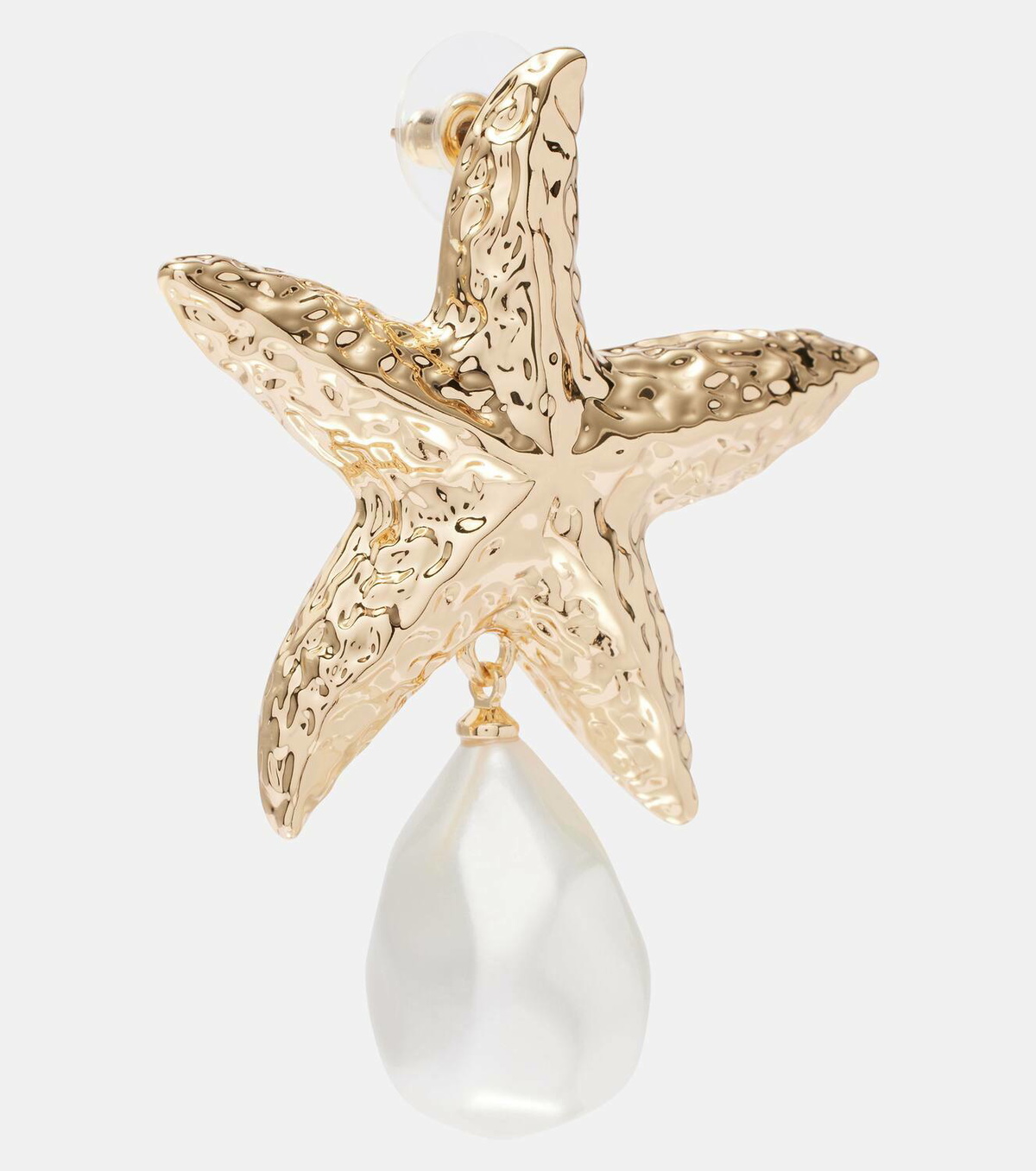 Self-Portrait Faux pearl-embellished gold-plated earrings