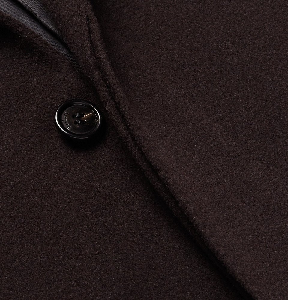 Berluti - Velvet-Trimmed Cashmere Overcoat - Men - Dark brown Berluti