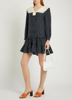 Rixo Valetta Polka dot Silk-chiffon Mini Dress Navy