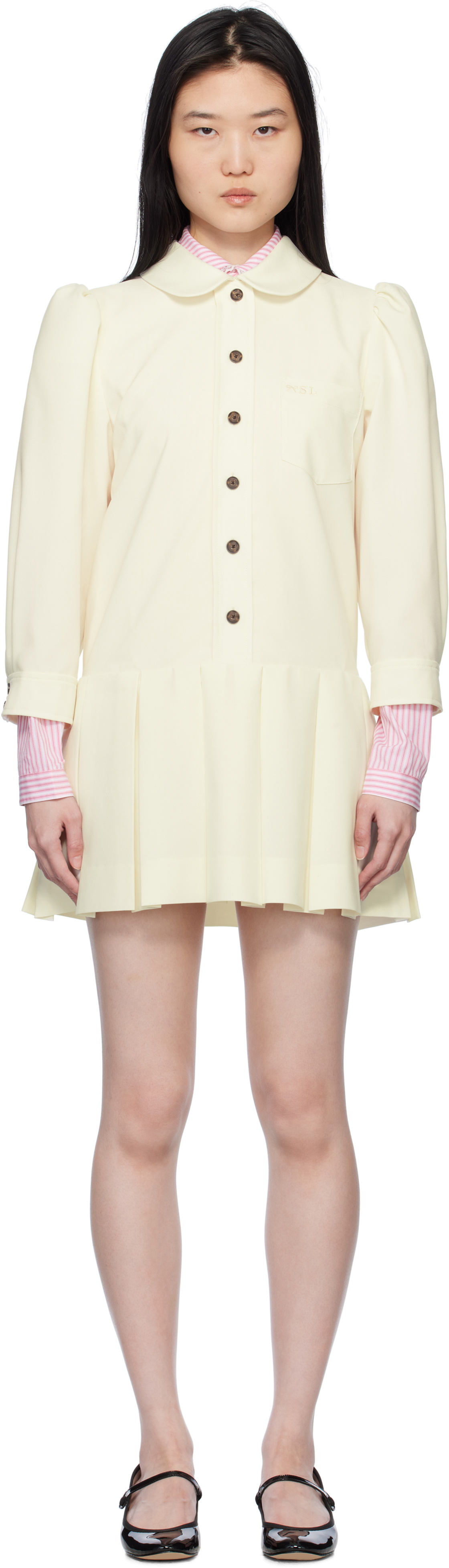 【関税込み】Sandy Liang ホワイト Toki ミニワンピース Sandy Liang White Toki Minidress Sandy Liang