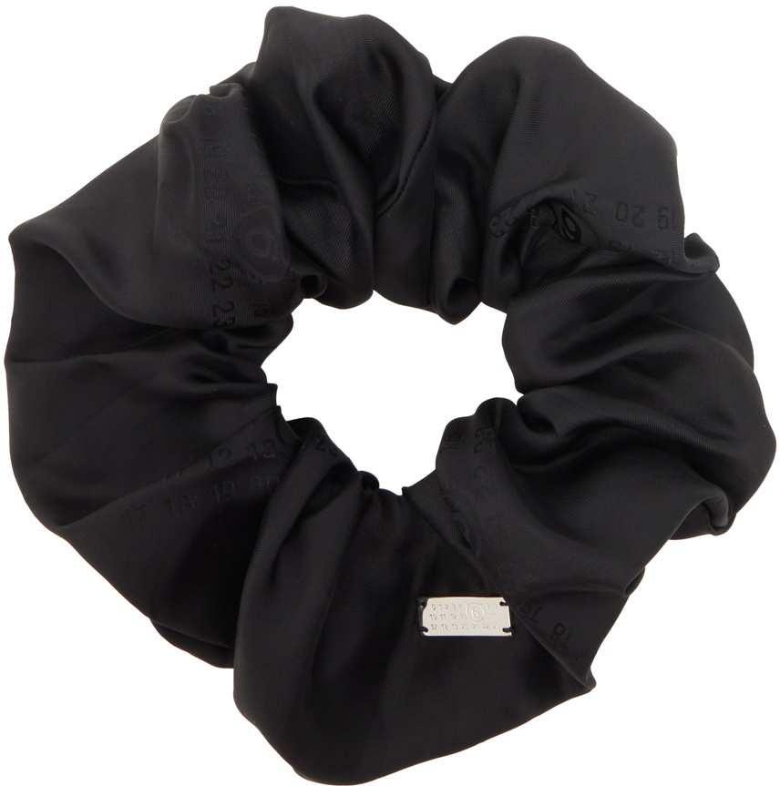 MM6 Maison Margiela Black Satin Scrunchie MM6 Maison Margiela