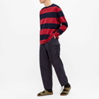 Beams Plus Men's Long Sleeve Stripe Pocket T-Shirt in Red