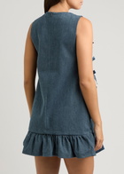 Sister Jane Lyrical Bow-embellished Denim Mini Dress Blue