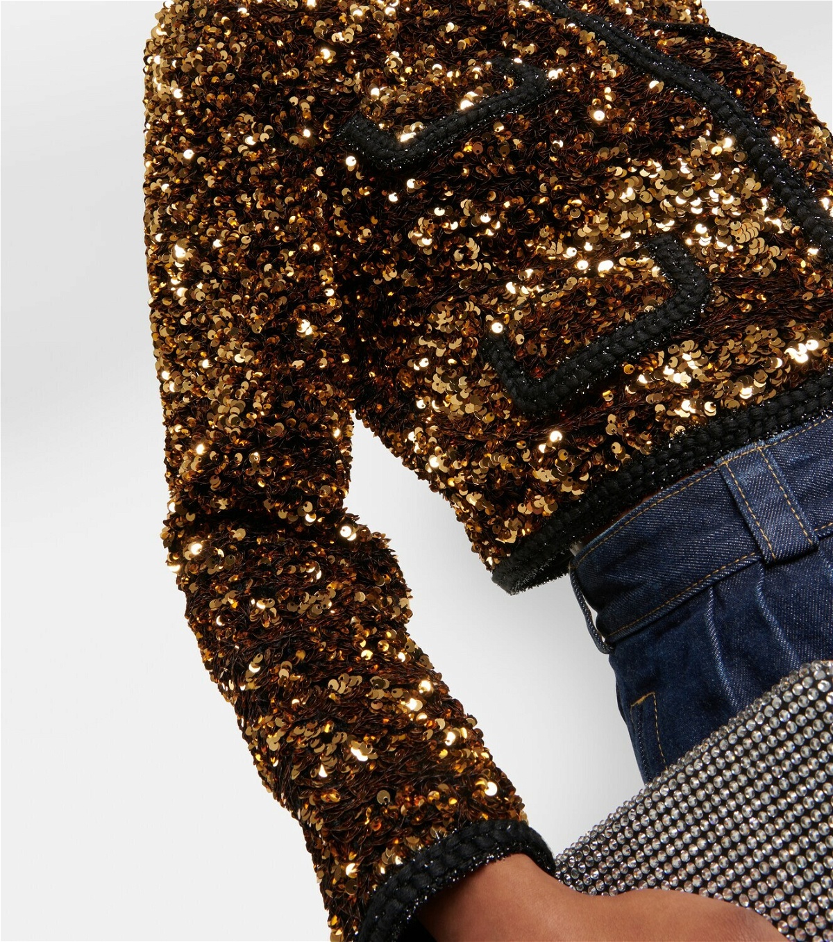 Self-Portrait Sequined cropped jacket