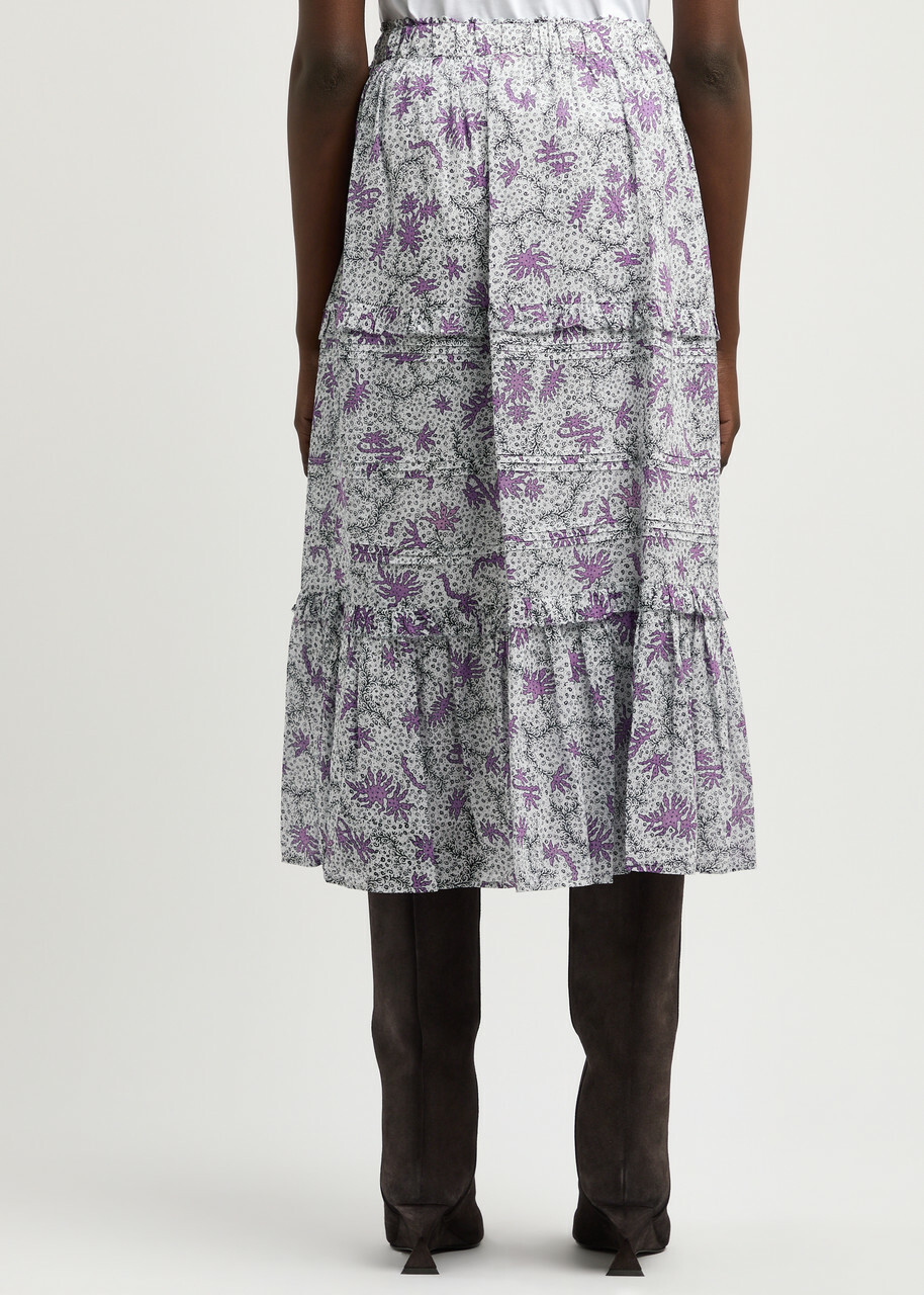 Isabel Marant étoile Diya Printed Cotton Midi Skirt Lilac