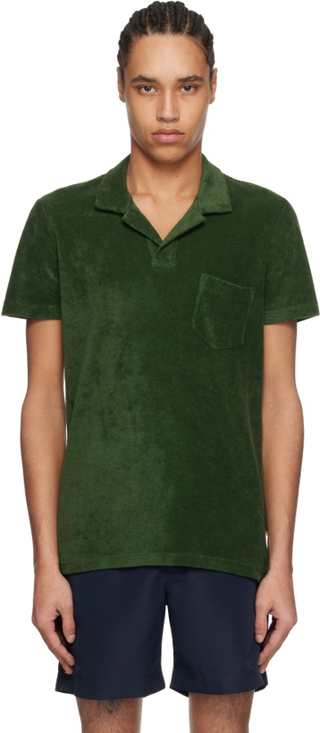 Photo: Orlebar Brown Green Terry Towelling Polo