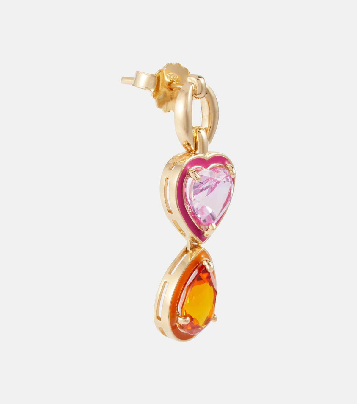 Nadine Aysoy Catena Double Stone 18kt gold earrings with enamel and sapphires