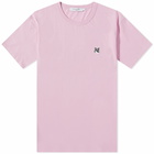 Maison Kitsuné Men's Grey Fox Head Patch Classic T-Shirt in Dusty Rose