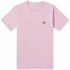 Maison Kitsuné Men's Grey Fox Head Patch Classic T-Shirt in Dusty Rose