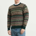 Jamieson's of Shetland Men's Jamiesons of Shetland Fair Isle Crew Knit in Green/Beige/Red