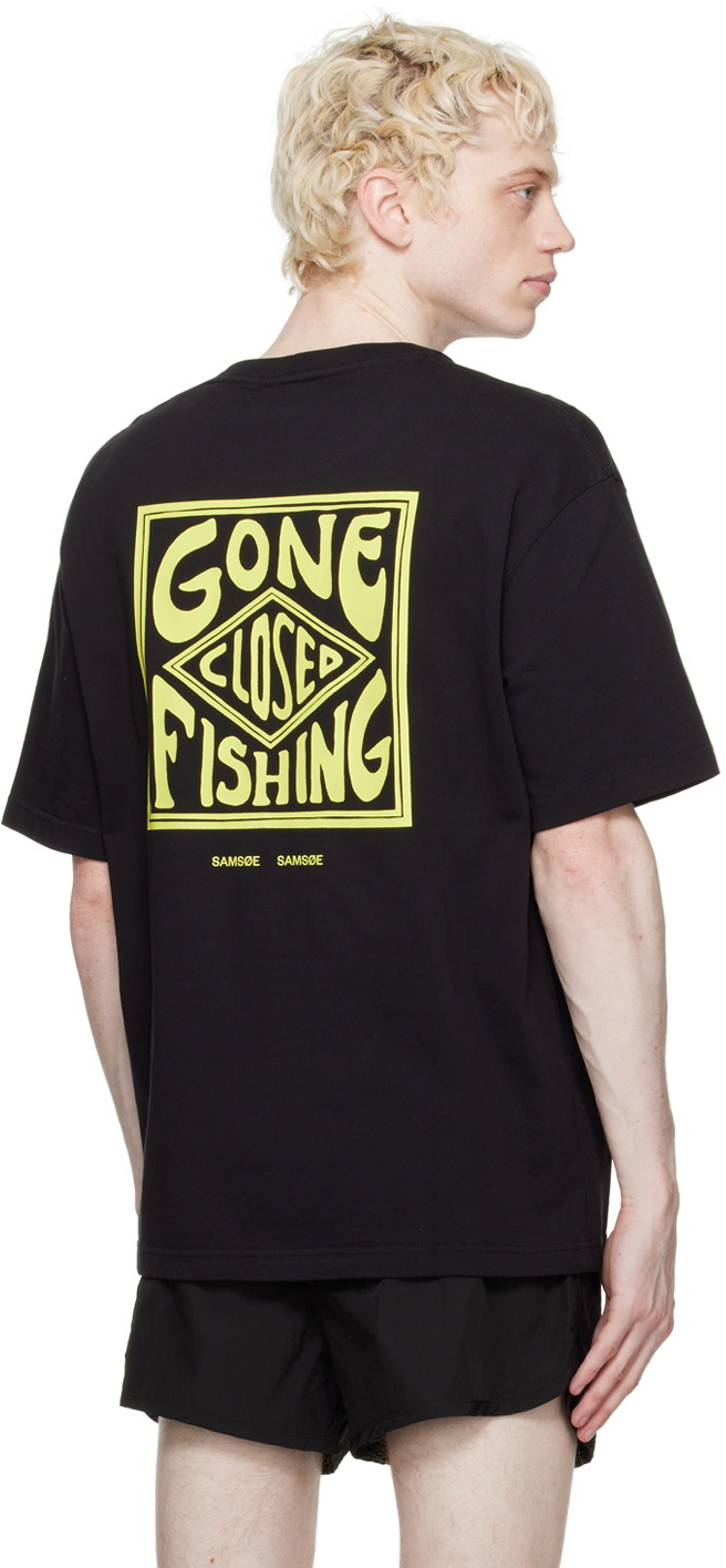 Samsøe Samsøe Black 'Gone Fishing' T-Shirt Samsøe Samsøe