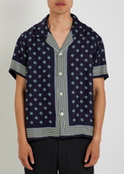 Bode Foyer Printed Silk Shirt Navy