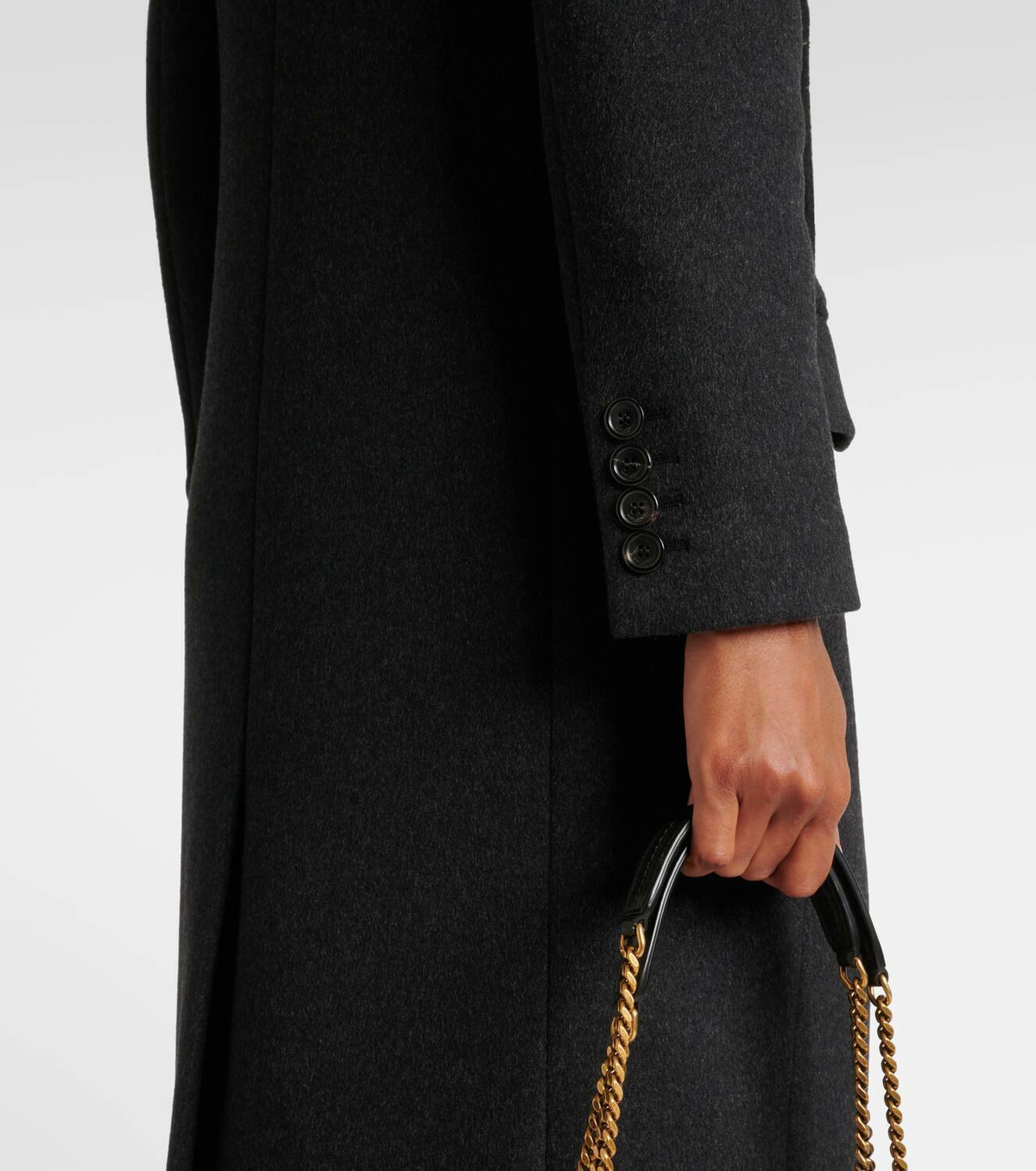 【送料&関税込】Saint Laurent Slate Wool And Cashmere Coat Saint Laurent Cashmere and wool felt coat Saint Laurent