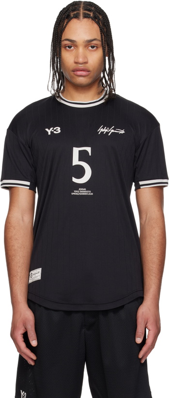 Photo: Y-3 Black Jude Bellingham Soccer Short Sleeve Jersey