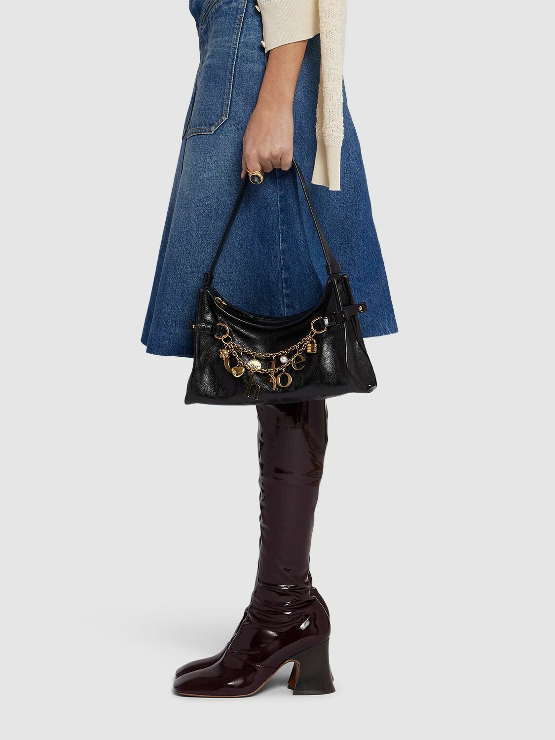 CHLOÉ Charms Shiny Leather Shoulder Bag Chloe