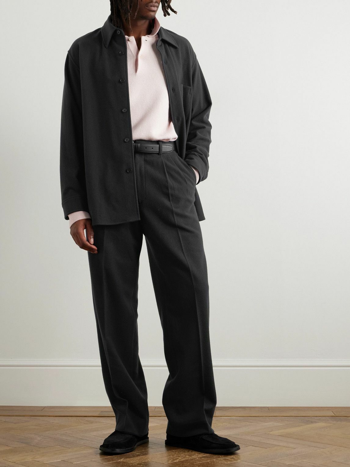 【takashi】AURALEE WOOL FLANNEL SLACKS Auralee Brushed Super Fine Wool Flannel Slacks Ink Black