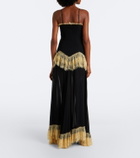De La Vali Estela lace-trimmed georgette maxi dress