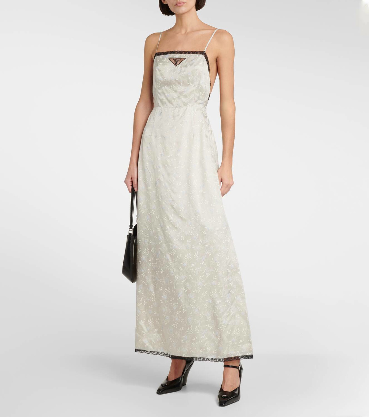 Prada Lace-trimmed floral maxi dress Prada