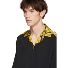 Versace Black Brocade Printed Bowling Shirt