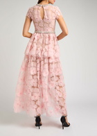 Self-portrait Embellished Floral Tulle Maxi Dress Pink