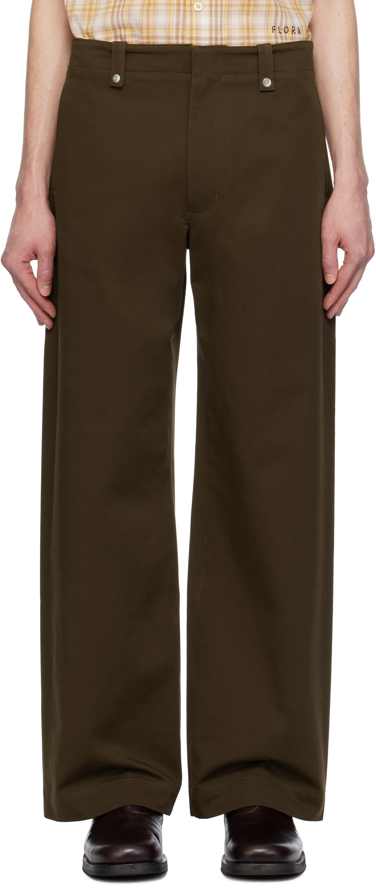 AFTER PRAY Brown Wide Chino Trousers
