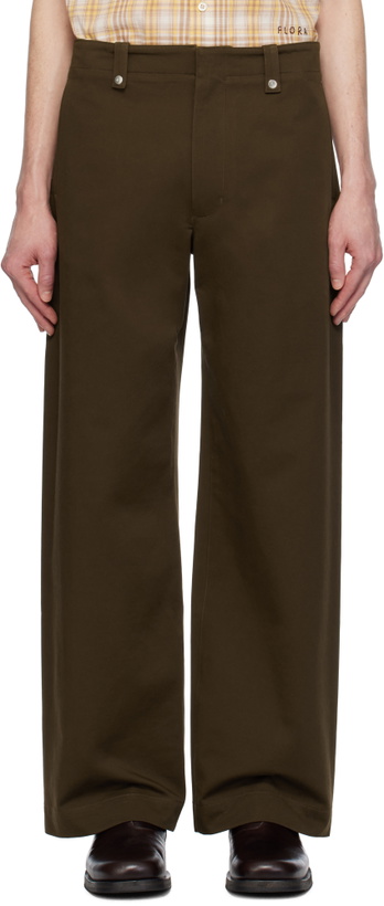Photo: AFTER PRAY Brown Wide Chino Trousers