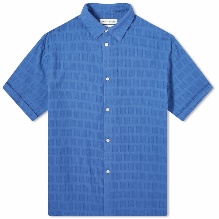 Photo: A Kind of Guise Men's Elio Short Sleeve Shirt in Structured Indigo
