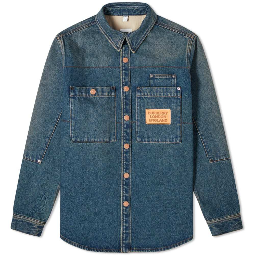 Burberry Dickson Leather Patch Denim Shirt Burberry