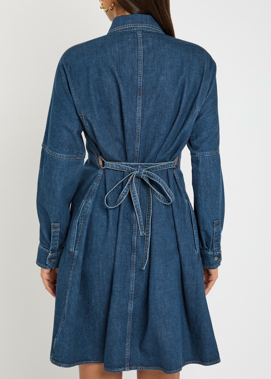Weekend Max Mara Balenio Denim Mini Shirt Dress Navy