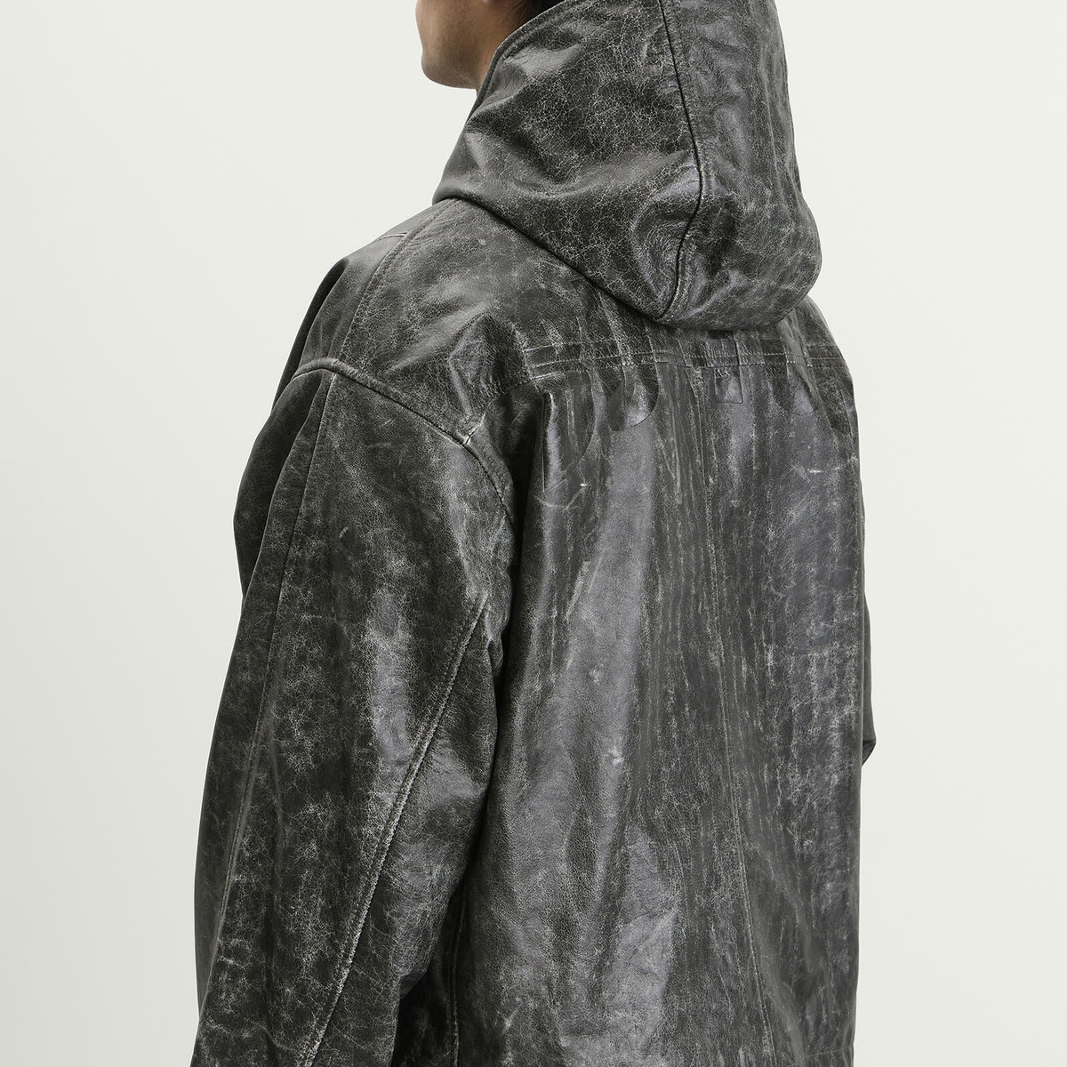 Cole Buxton Men's CB Hooded Leather Jacket in Black