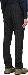Burberry Black Wool Check Classic Fit Tailored Trousers