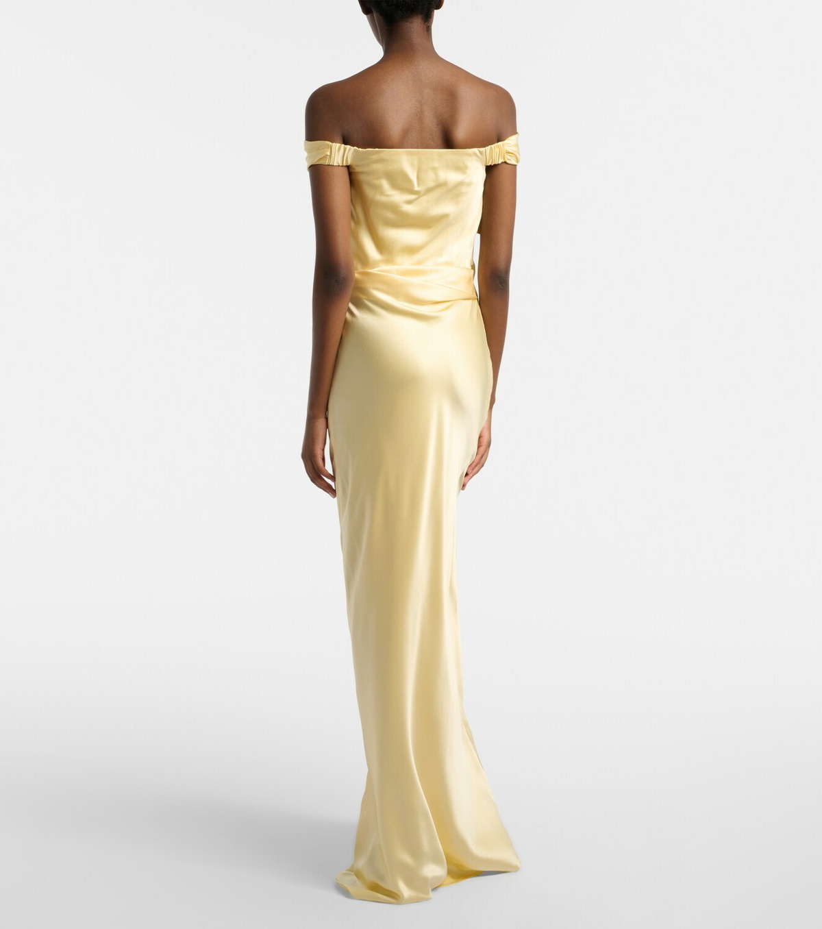 The Sei Bardot draped silk charmeuse gown