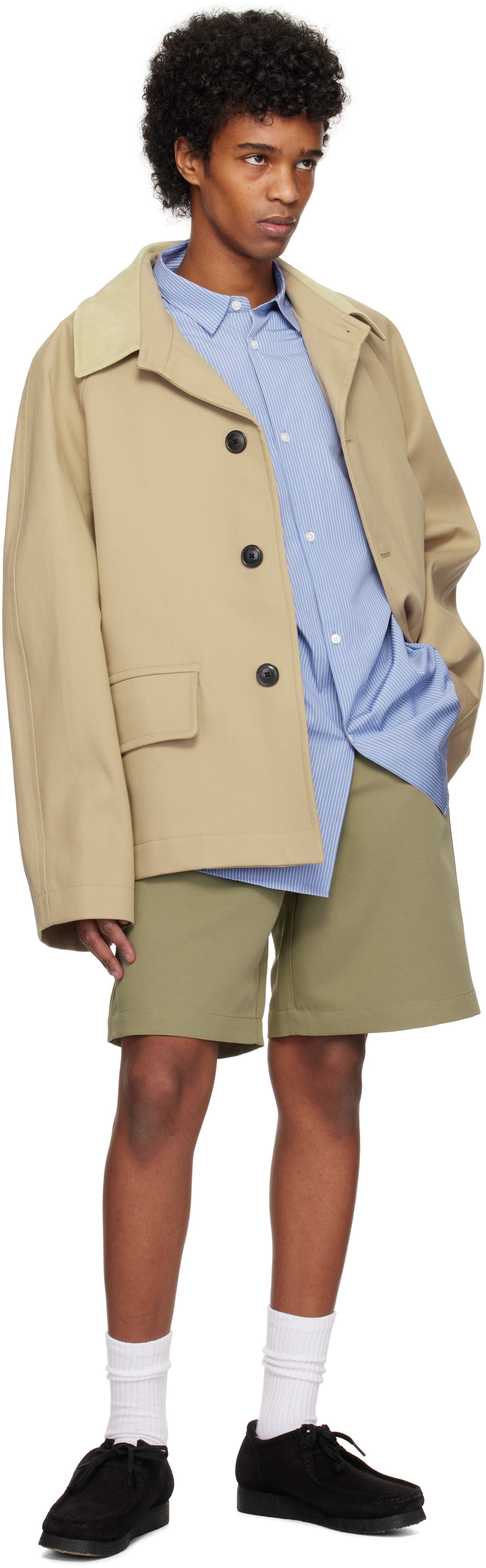 Róhe Khaki Relaxed Utility Shorts